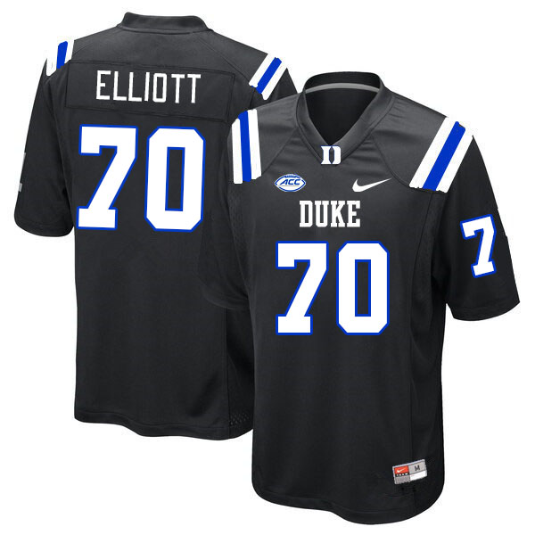 Men #70 Scott Elliott Duke Blue Devils College Football Jerseys Stitched Sale-Black